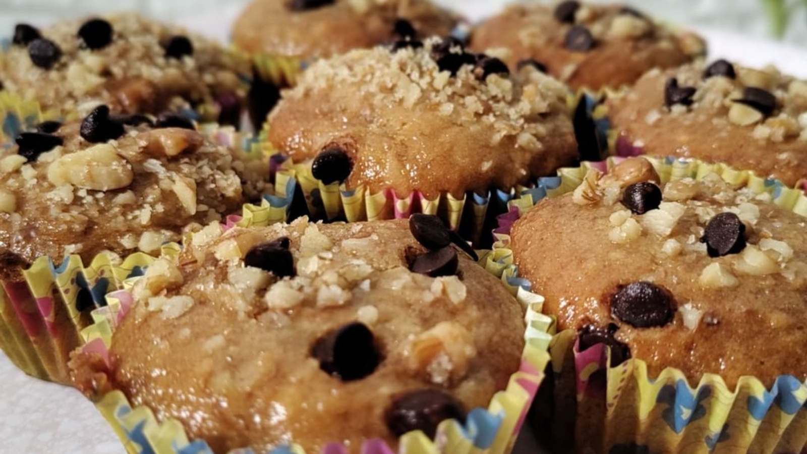 Eggless Banana Walnut Muffins