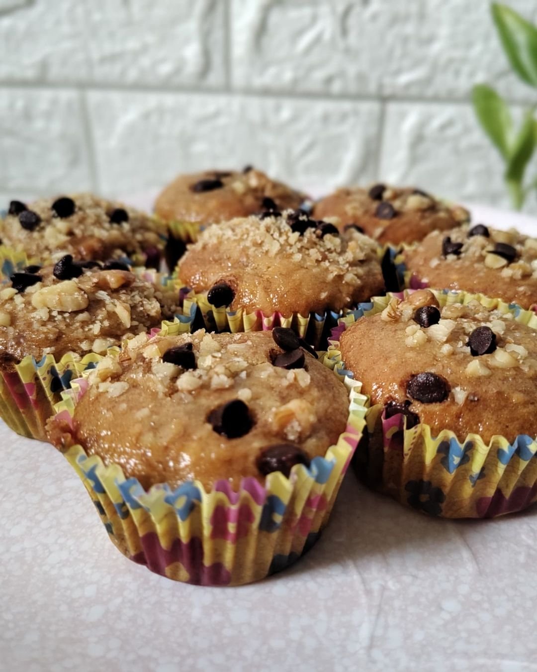 Eggless Banana Walnut Muffins